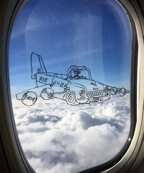 Des dessins sur les hublots d'avion par Stephen Palladino.